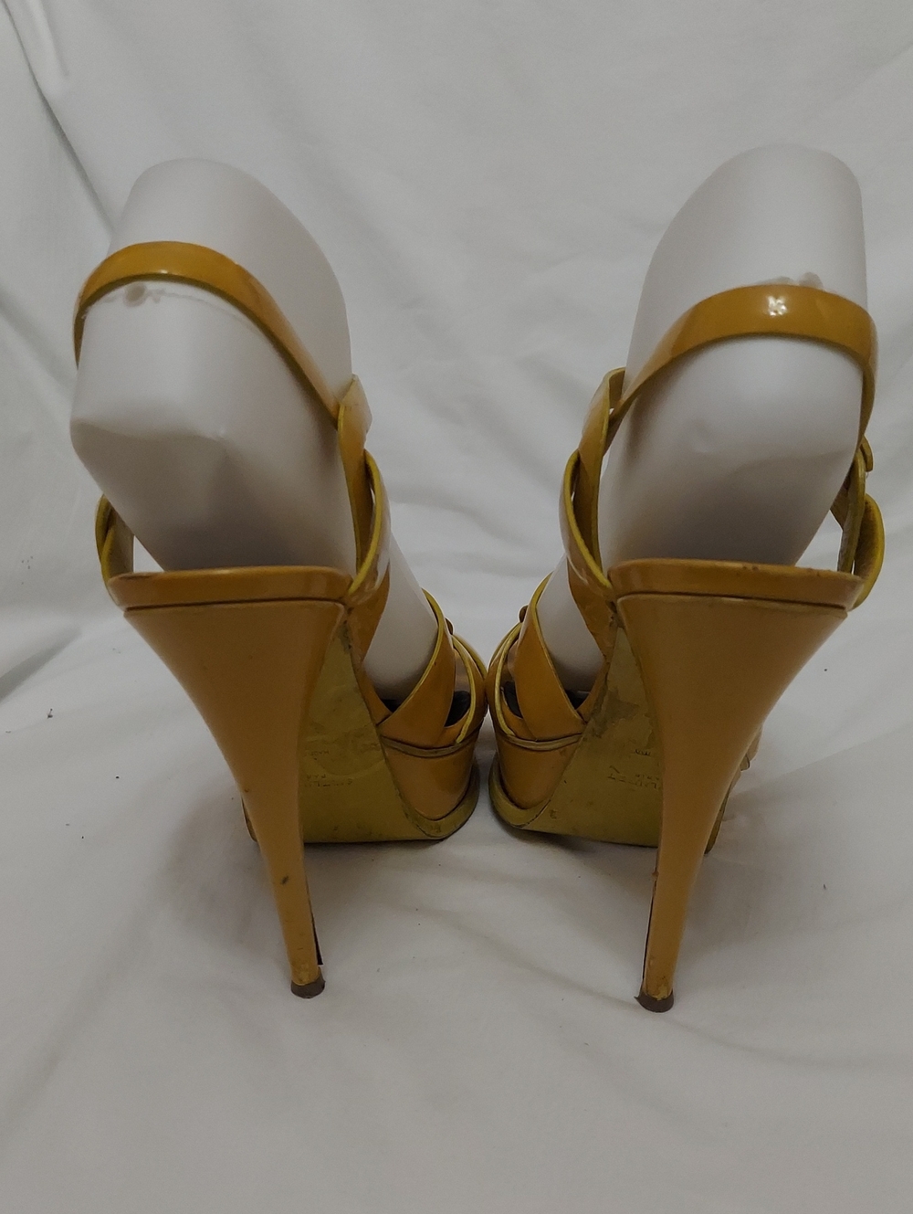 Saint Laurent Tribute T-Strap Platform Sandals Womens 10 Patient Leather 6" Heel - Picture 5 of 13